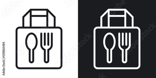 Take away food icon set in black and white stroke lines
