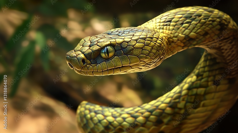 Close-up of a Green Snake in Nature Close-up of a Green Snake in Nature