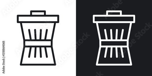 Waste reduction icon set in black and white stroke lines