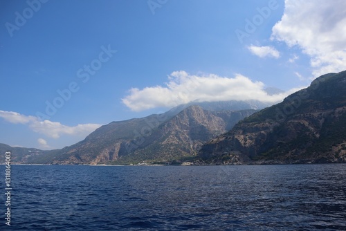 Fototapeta Naklejka Na Ścianę i Meble -  Aegean Sea view near the Dead Sea (Olu Deniz) in Fethiye, Mugla, Turkey.