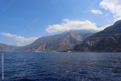 Fototapeta Naklejka Na Ścianę i Meble -  Aegean Sea view near the Dead Sea (Olu Deniz) in Fethiye, Mugla, Turkey.