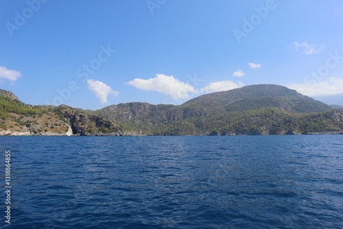 Fototapeta Naklejka Na Ścianę i Meble -  Aegean Sea view near the Dead Sea (Olu Deniz) in Fethiye, Mugla, Turkey.