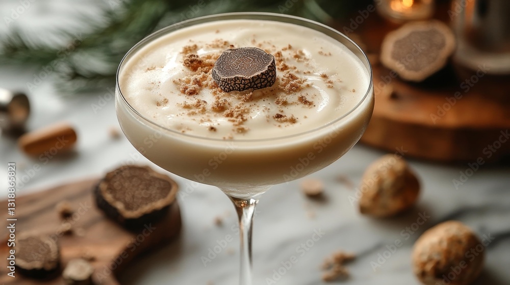 Delicious Truffle Martini with a Garnish of Shaved Truffle and Crumbled Cookie Crumbs. Generative AI Delicious Truffle Martini with a Garnish of Shaved Truffle and Crumbled Cookie Crumbs. Generative AI