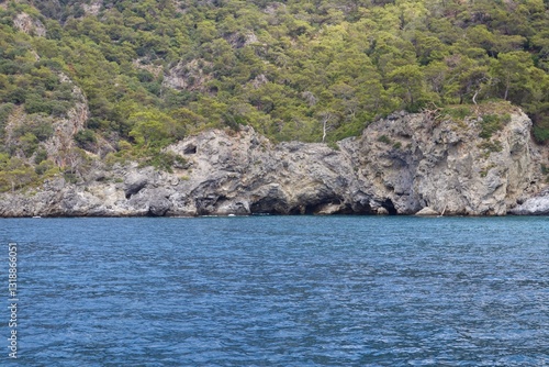 Fototapeta Naklejka Na Ścianę i Meble -  Aegean Sea view near the Dead Sea (Olu Deniz) in Fethiye, Mugla, Turkey.