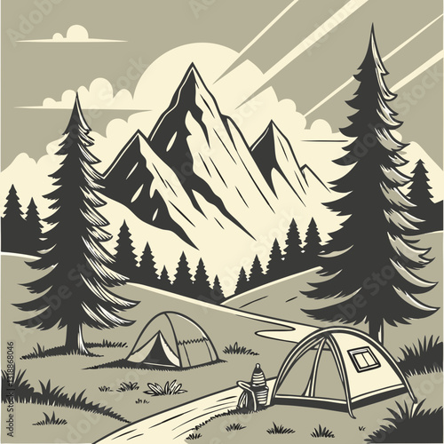 camping in the mountains 