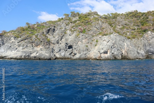Fototapeta Naklejka Na Ścianę i Meble -  Aegean Sea and costal view near the Dead Sea (Olu Deniz) in Fethiye, Mugla, Turkey.