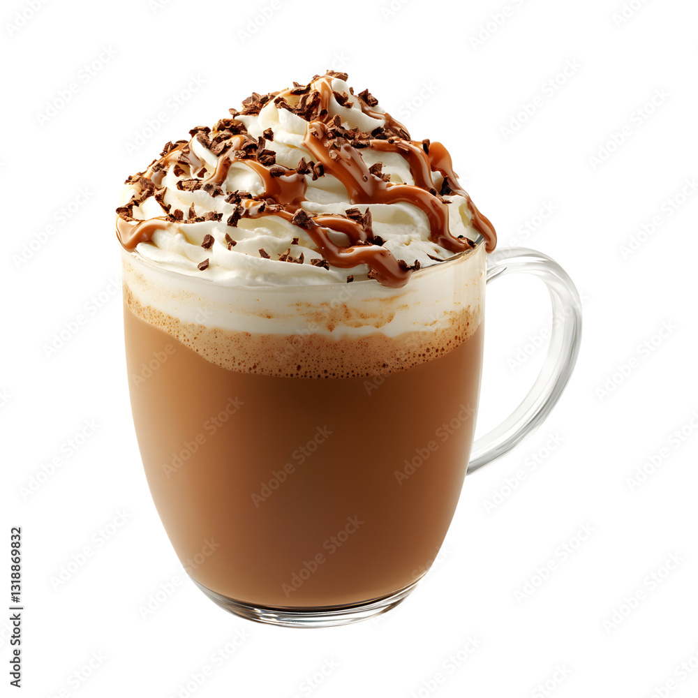 Cup of Hot Chocolate with Whipped Cream and Chocolate Isolated on Transparent Background Cup of Hot Chocolate with Whipped Cream and Chocolate Isolated on Transparent Background