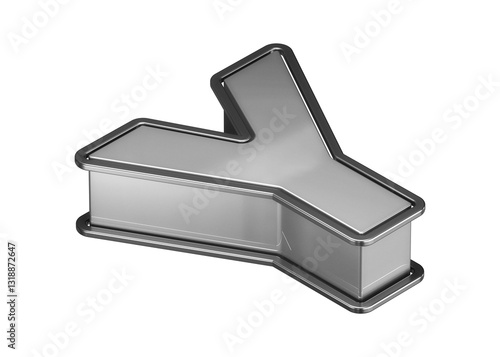 3D letter Y from top in silver. Isometric 3D rendering font suitable for poster, web, advertising and modern design projects.