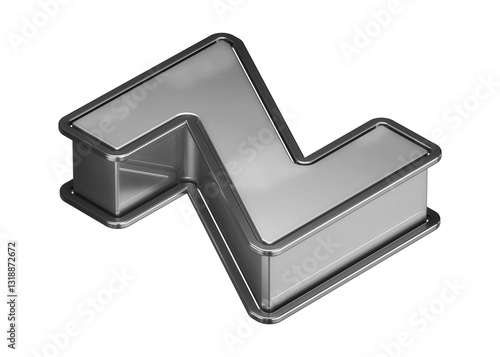 3D stainless steel font letter Z. 3D rendering display font suitable for poster, web, advertising and modern design projects.