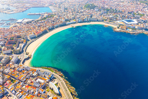 Obraz na płótnie Panoramic view of the city of A Coruna. A large city in northwestern Spain, a resort and port. Galicia, Spain w salonie