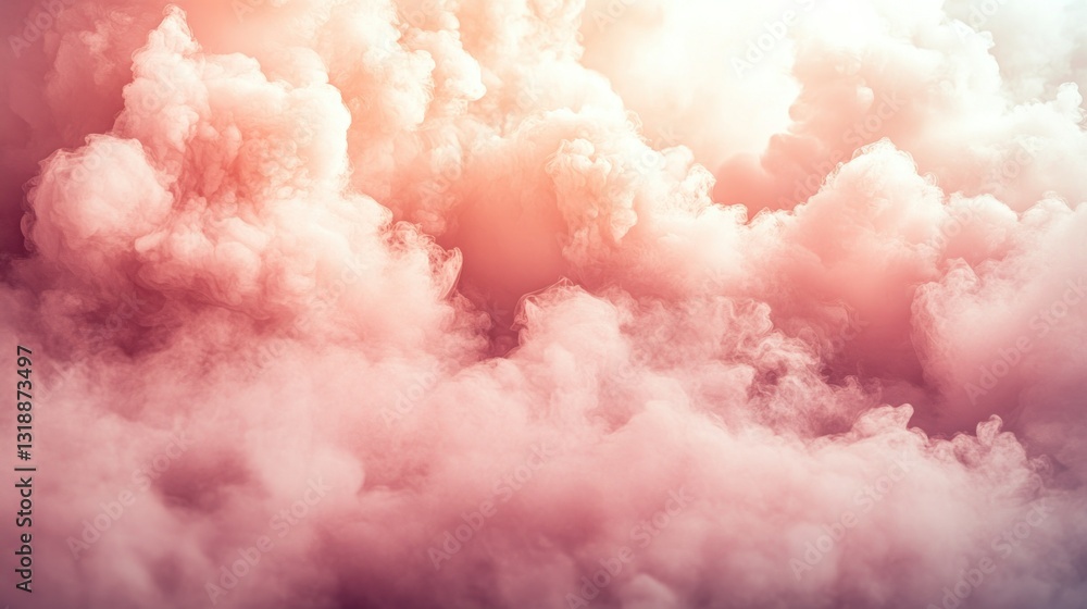 Pink smoke clouds illuminated by sunlight Pink smoke clouds illuminated by sunlight