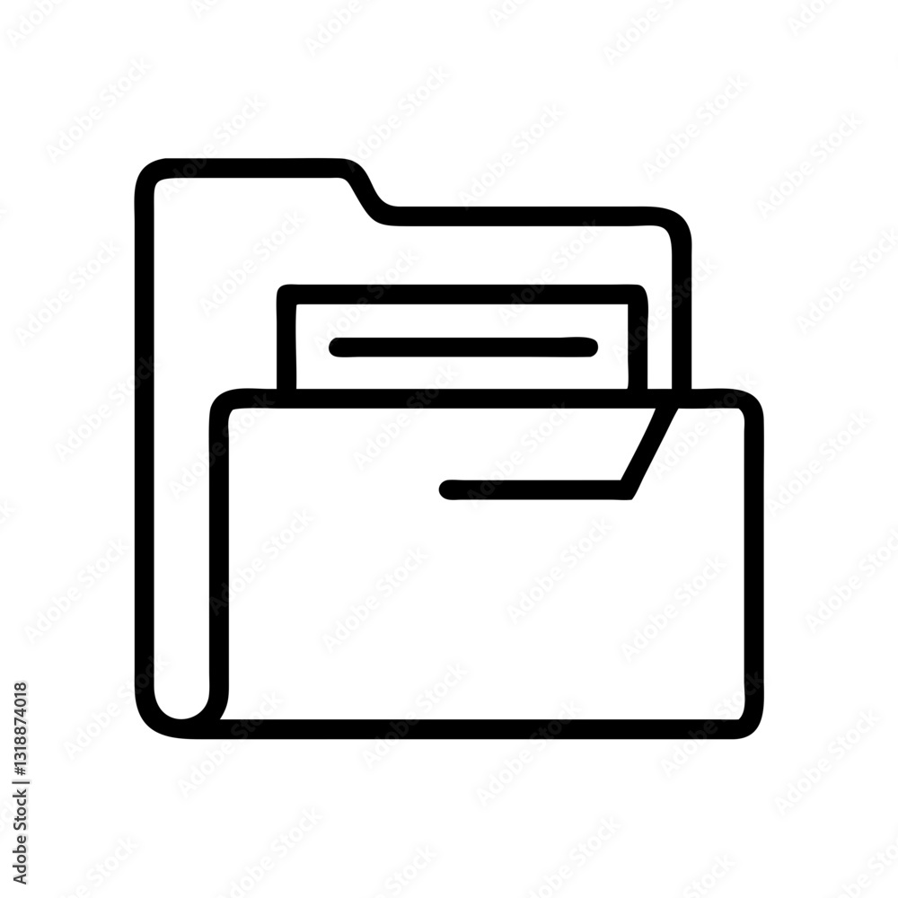 Line Art Document Folder Icon for File Management, Office Organization, and Storage Line Art Document Folder Icon for File Management, Office Organization, and Storage