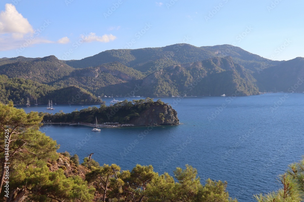Fototapeta premium Aegean Sea and costal view near the Dead Sea (Olu Deniz) in Fethiye, Mugla, Turkey.