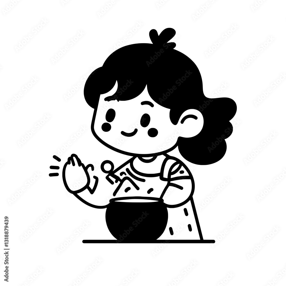 Cheerful child baking in a cozy kitchen, mixing ingredients with joy and creativity Cheerful child baking in a cozy kitchen, mixing ingredients with joy and creativity
