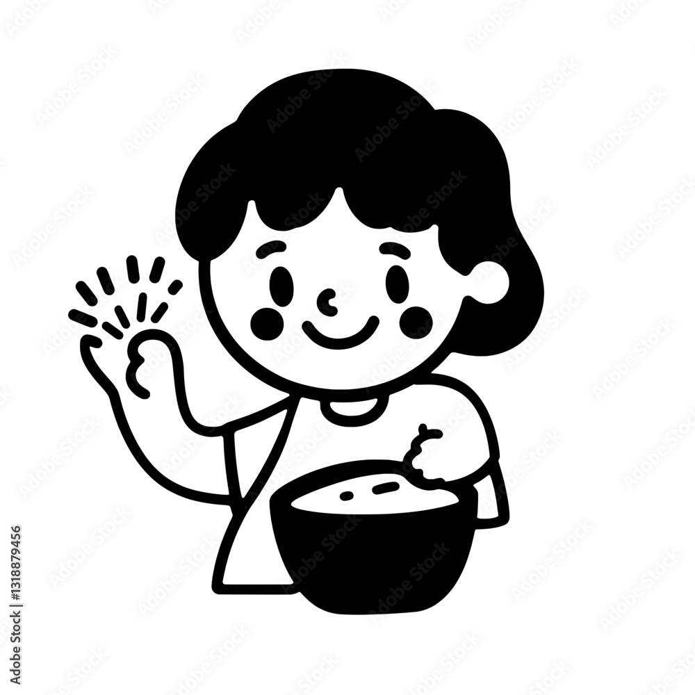 Happy child mixing ingredients in a bowl while enjoying a fun cooking experience at home with cheerful expressions Happy child mixing ingredients in a bowl while enjoying a fun cooking experience at home with cheerful expressions