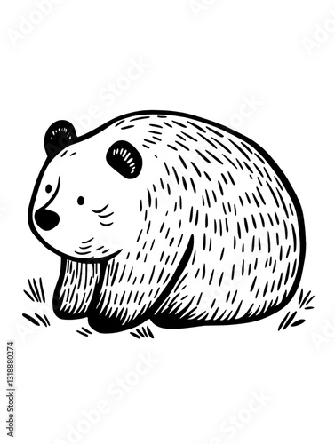 Cute and cuddly bear resting in a grassy meadow with a playful expression