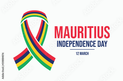 Mauritius Independence Day poster vector illustration. Mauritius awareness ribbon icon vector. Mauritius flag symbol. Template for background, banner, card. 12 March. Important day