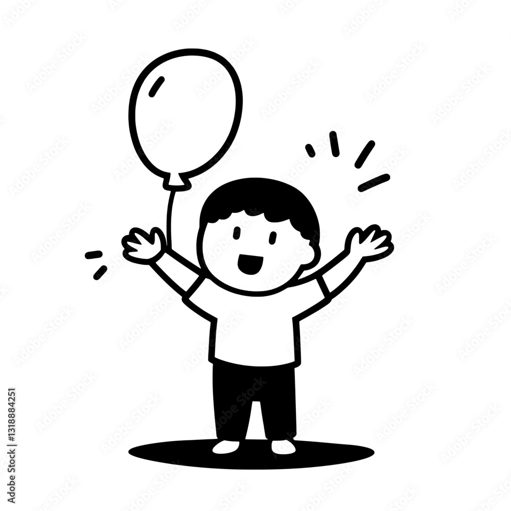 Joyful child celebrating with a balloon in a playful atmosphere of happiness and excitement Joyful child celebrating with a balloon in a playful atmosphere of happiness and excitement