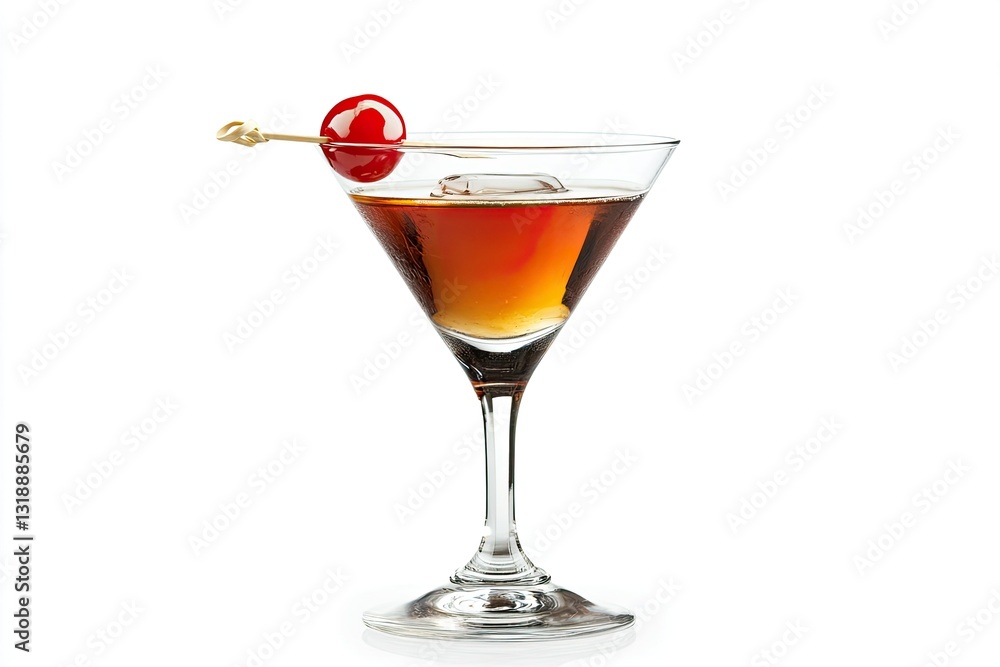 Vibrant Color Image of Manhattan Cocktail Isolated on White Background Vibrant Color Image of Manhattan Cocktail Isolated on White Background