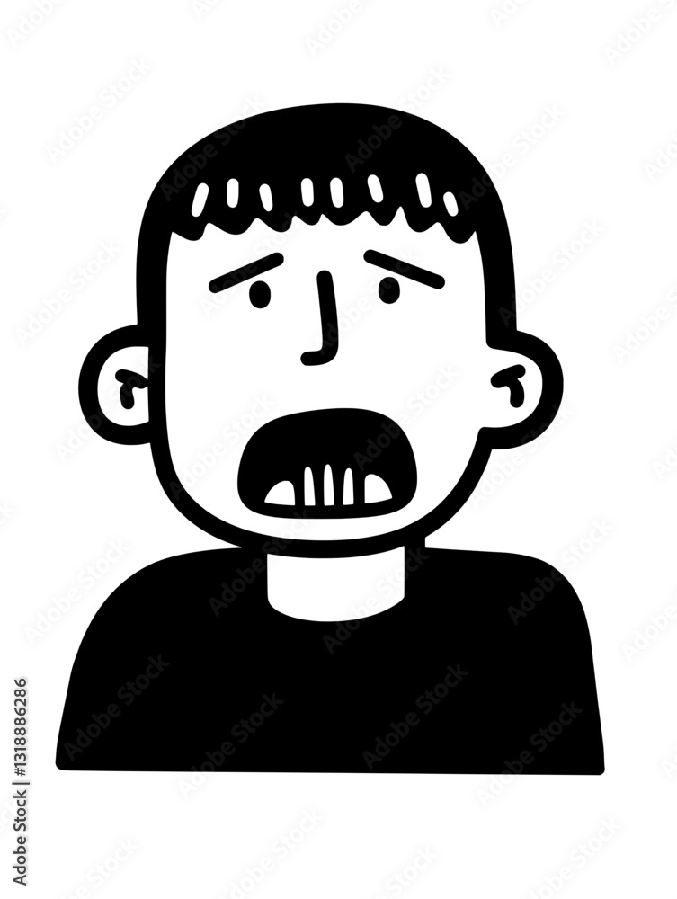Expressive character illustrating a moment of distress in a minimalist vector style Expressive character illustrating a moment of distress in a minimalist vector style