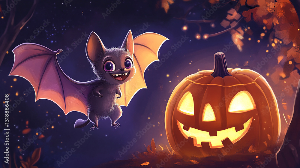 A playful Halloween background featuring a cute bats ai generated A playful Halloween background featuring a cute bats ai generated