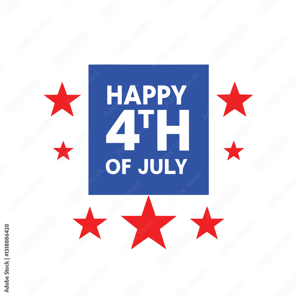Happy 4th of July Typography and Text Vector Art Illustration for Independence Day