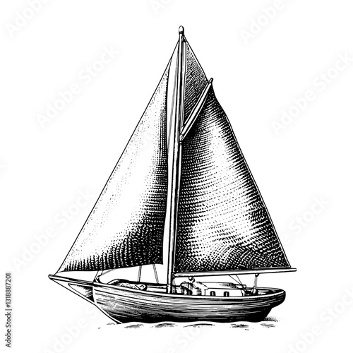 Sailing through calm waters on a beautifully crafted wooden sailboat with billowing sails under a clear sky