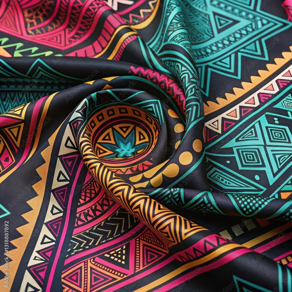 Colorful Geometric Patterns on Fabric in Vibrant Shades of Blue and Red Colorful Geometric Patterns on Fabric in Vibrant Shades of Blue and Red