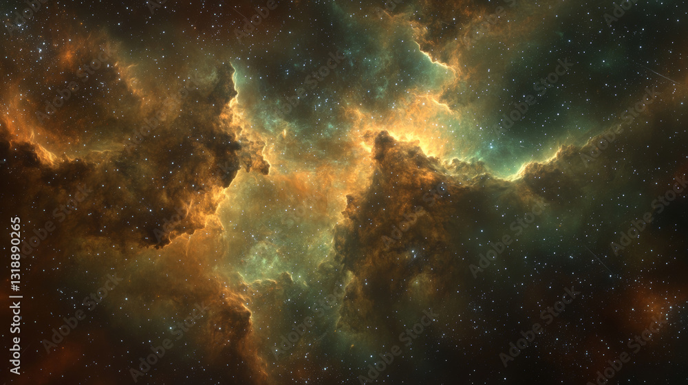 Fototapeta premium breathtaking view of cosmic energy swirling in deep space, showcasing vibrant nebulae and countless stars. image captures vastness and beauty of universe with its colorful interstellar clouds
