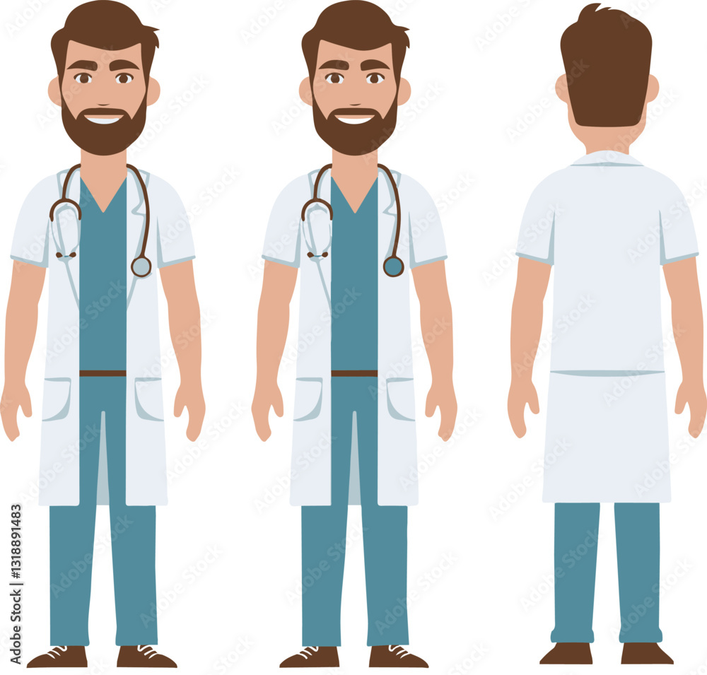 Modern Doctor Character Vector Set for Healthcare Animation Modern Doctor Character Vector Set for Healthcare Animation