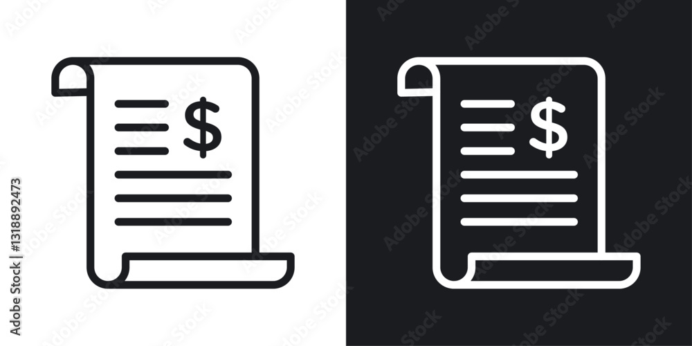Billing icons set in black and white stroke lines Billing icons set in black and white stroke lines
