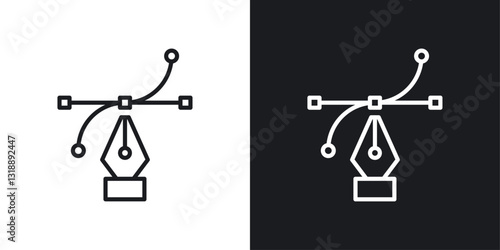 Bezier icons set in black and white stroke lines