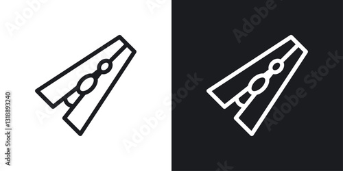Clothespin icons set in black and white stroke lines