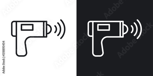 Contactless infrared thermometer icons set in black and white stroke lines