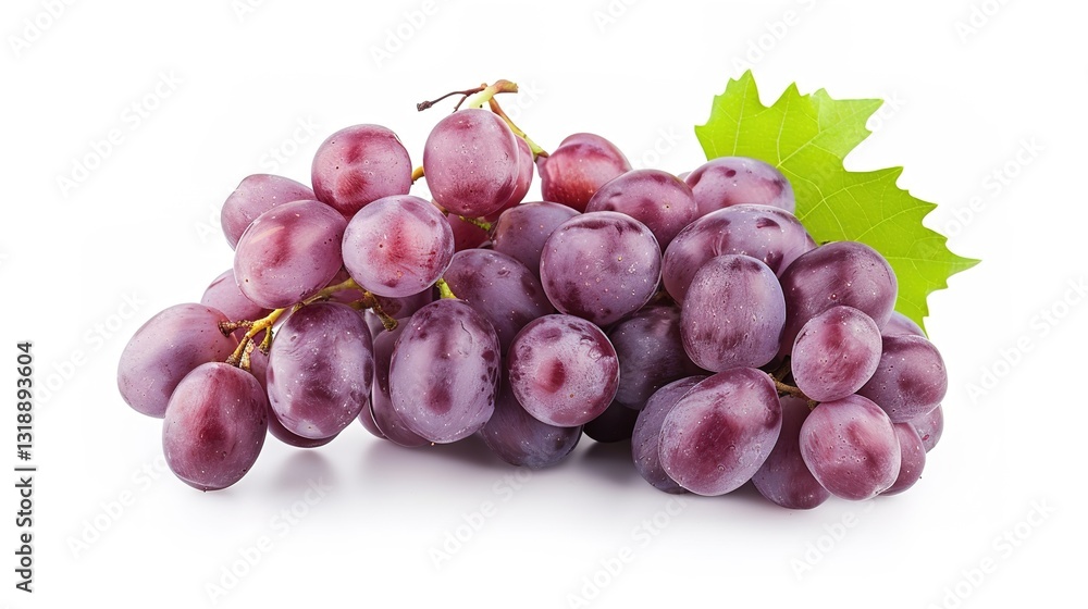 A single grape is isolated on a clean white background, with a clipping path precisely applied to outline its shape. The image showcases a full depth of field, ensuring that the grape's texture and A single grape is isolated on a clean white background, with a clipping path precisely applied to outline its shape. The image showcases a full depth of field, ensuring that the grape's texture and