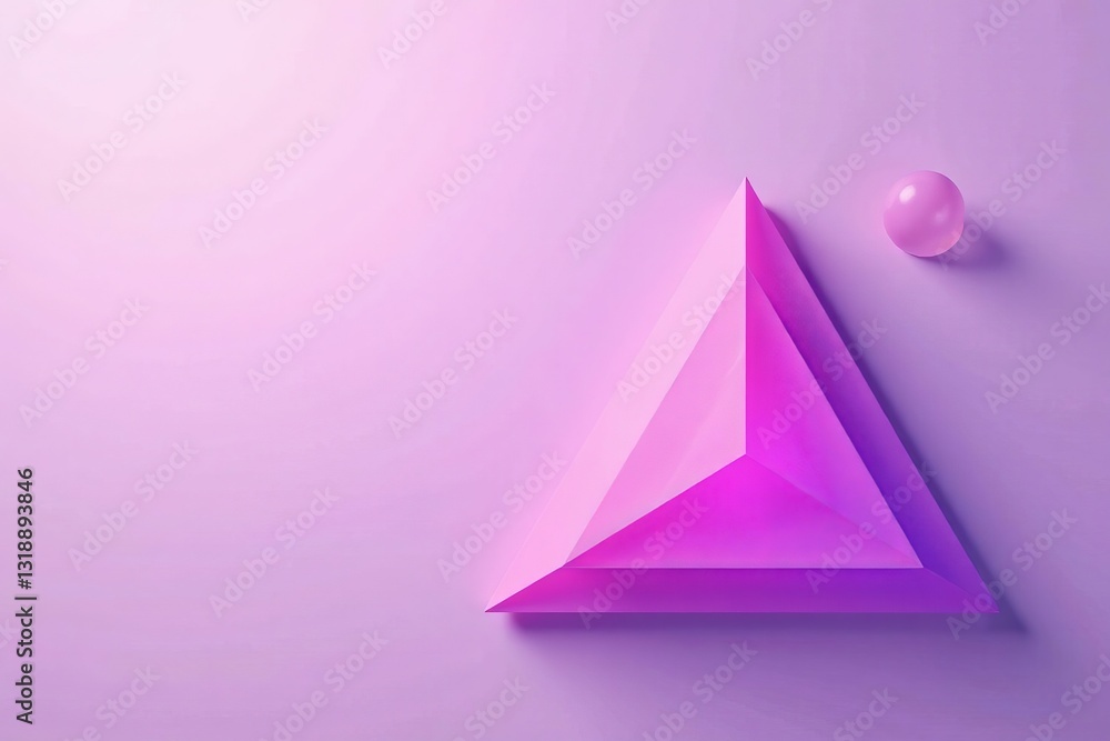 Fototapeta premium Delicate pink and purple gradient triangle design on soft lavender backdrop, elegant, gradient, background
