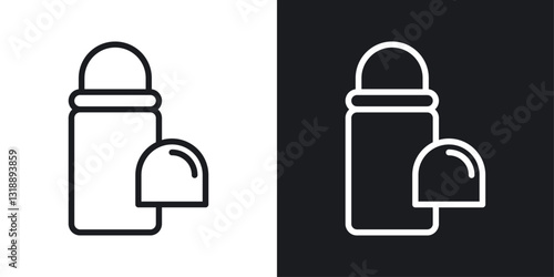 Deodorant roll on icons set in black and white stroke lines