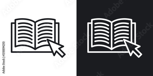 Ebook icons set in black and white stroke lines
