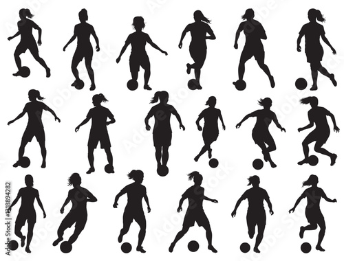 FEMALE FOOTBALLERS SILHOUETTE