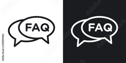 FAQ icons set in black and white stroke lines