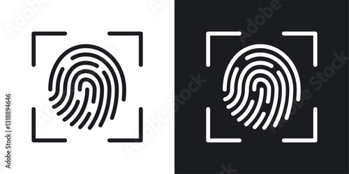 Fingerprint icons set in black and white stroke lines