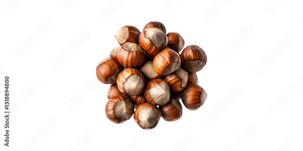 Cluster of whole hazelnuts isolated on transparent background Cluster of whole hazelnuts isolated on transparent background