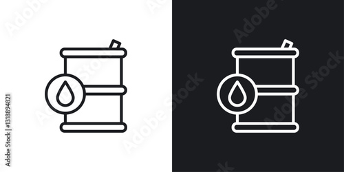 Fuel barrel icons set in black and white stroke lines