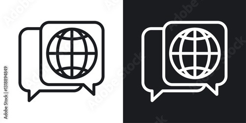 Global dialog icons set in black and white stroke lines