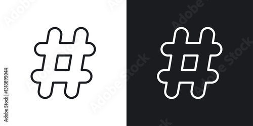 Hashtag icons set in black and white stroke lines