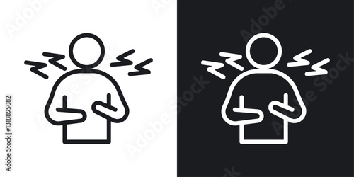 Heart attack icons set in black and white stroke lines
