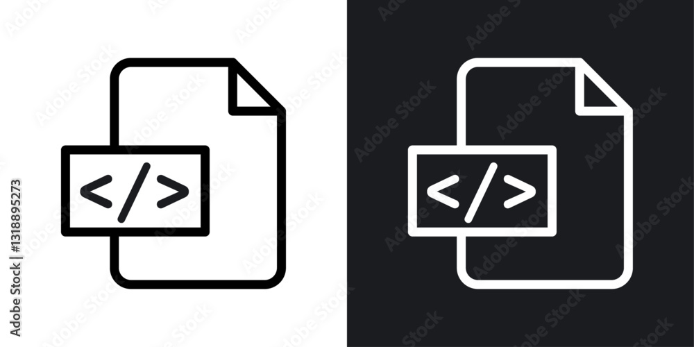 HTML script icons set in black and white stroke lines HTML script icons set in black and white stroke lines
