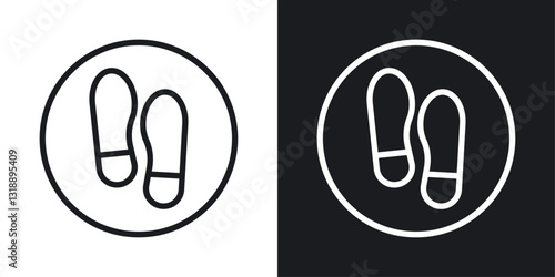 Imprint soles shoes icons set in black and white stroke lines