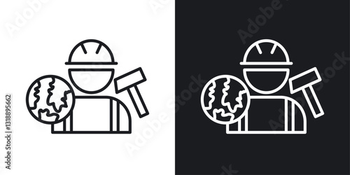 Job for immigrants icons set in black and white stroke lines