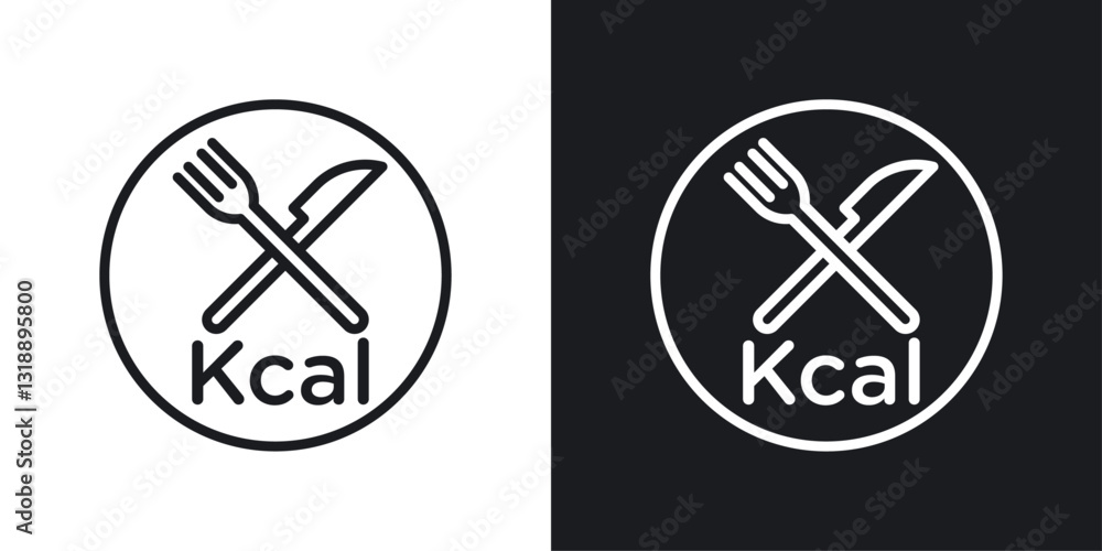 Kcal icons set in black and white stroke lines Kcal icons set in black and white stroke lines